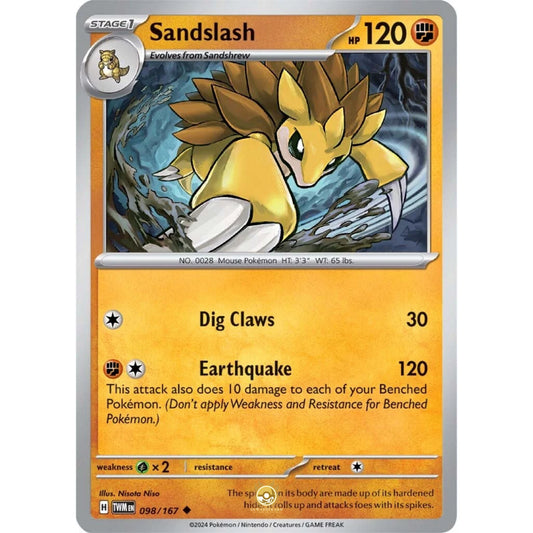 [ENG]	SV06	Twilight Masquerade:	098/167	Sandslash	[Fighting]	[U - Uncommon]	(Non-Foil)