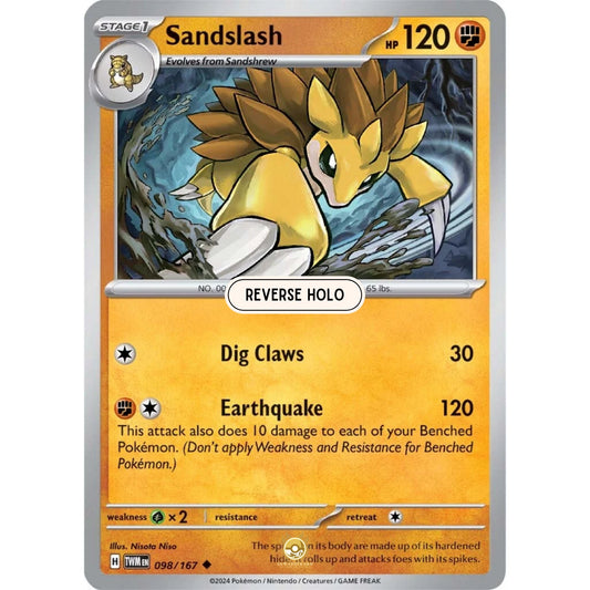 [ENG]	SV06	Twilight Masquerade:	098/167	Sandslash	[Fighting]	[U - Uncommon]	(Reverse Holo)