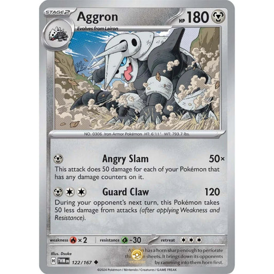 [ENG]	SV06	Twilight Masquerade:	122/167	Aggron	[Metal]	[U - Uncommon]	(Non-Foil)