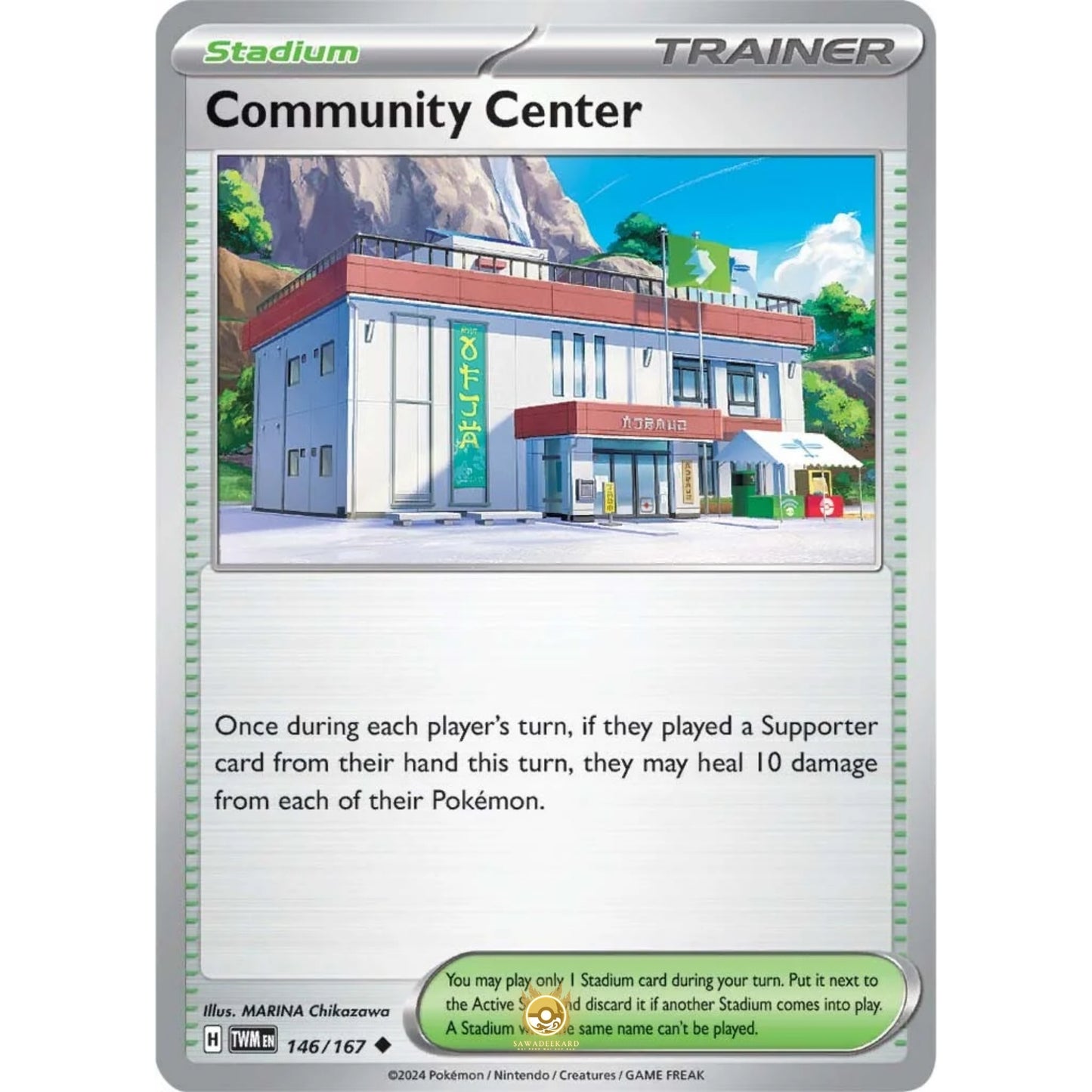 [ENG]	SV06	Twilight Masquerade:	146/167	Community Center	[Stadium]	[U - Uncommon]	(Non-Foil)