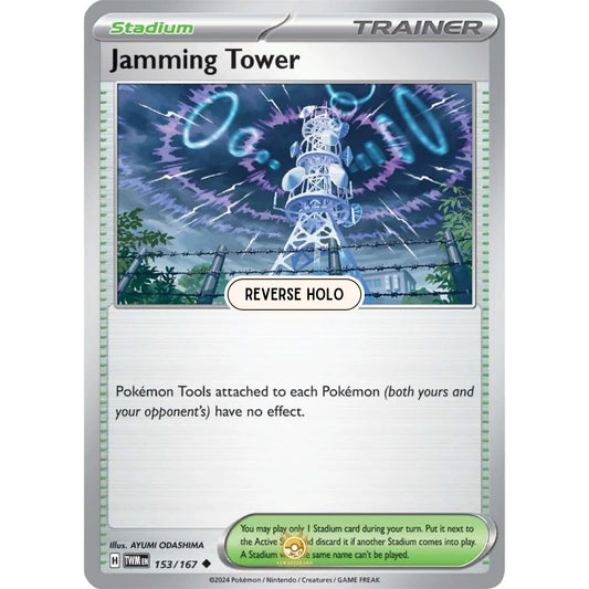 [ENG]	SV06	Twilight Masquerade:	153/167	Jamming Tower	[Stadium]	[U - Uncommon]	(Reverse Holo)