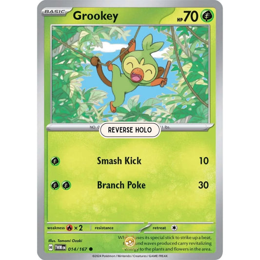 [ENG]	SV06	Twilight Masquerade:	014/167	Grookey	[Grass]	[C - Common]	(Reverse Holo)