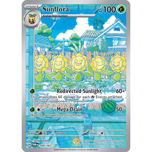 [ENG]	SV06	Twilight Masquerade:	169/167	Sunflora	[Grass]	[IR - Illustration Rare]	(Foil)