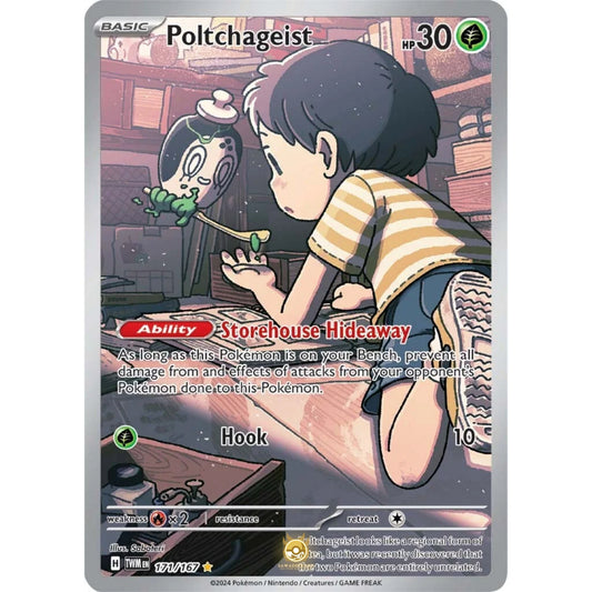 [ENG]	SV06	Twilight Masquerade:	171/167	Poltchageist	[Grass]	[IR - Illustration Rare]	(Foil)