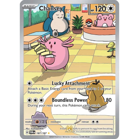 [ENG]	SV06	Twilight Masquerade:	187/167	Chansey	[Colorless]	[IR - Illustration Rare]	(Foil)