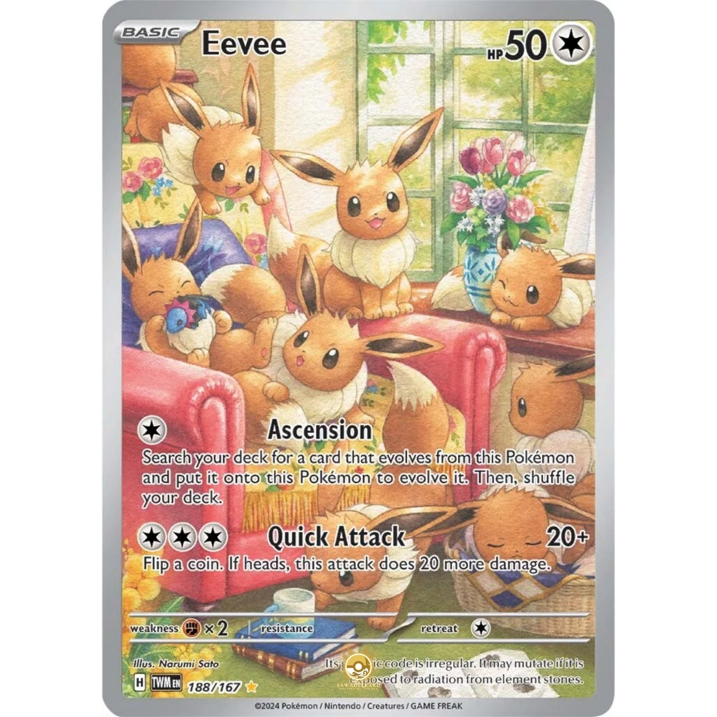 [ENG]	SV06	Twilight Masquerade:	188/167	Eevee	[Colorless]	[IR - Illustration Rare]	(Foil)