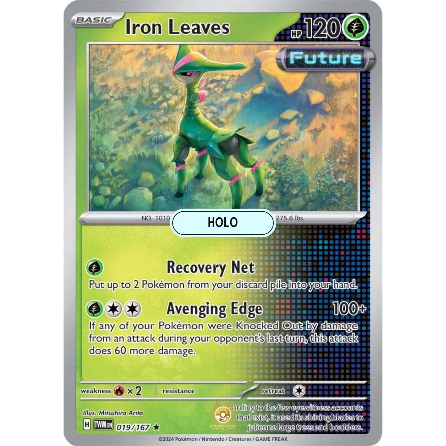 [ENG]	SV06	Twilight Masquerade:	019/167	Iron Leaves	[Grass]	[R - Rare]	(Foil)