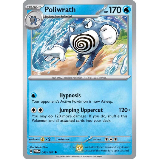 [ENG]	SV06	Twilight Masquerade:	043/167	Poliwrath	[Water]	[U - Uncommon]	(Non-Foil)