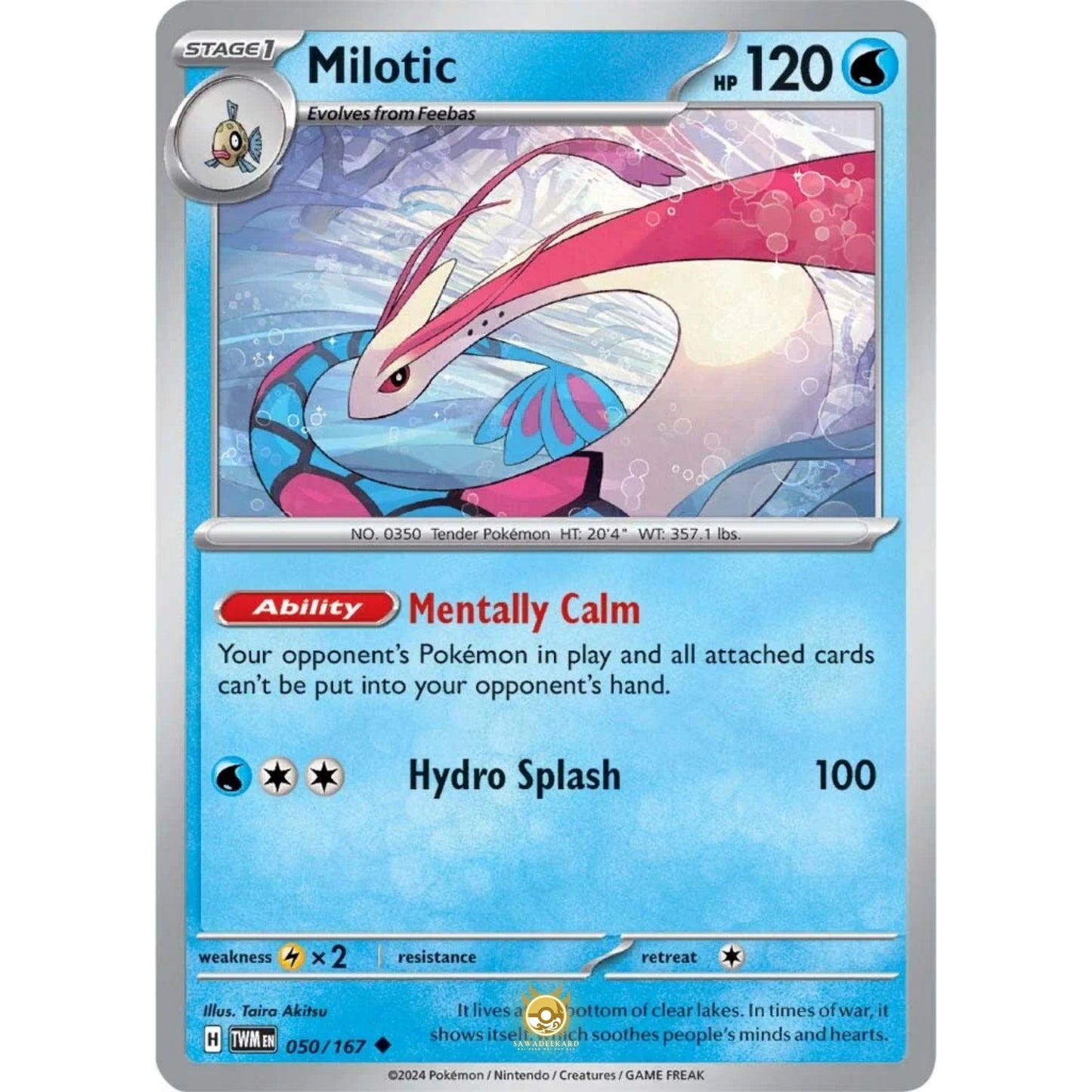 [ENG]	SV06	Twilight Masquerade:	050/167	Milotic	[Water]	[U - Uncommon]	(Non-Foil)