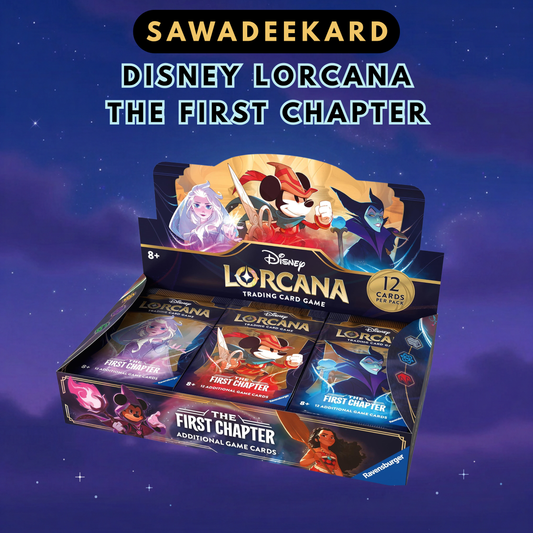 Disney Lorcana The First Chapter Set 1 English booster box and booster packs featuring Elsa Mickey Mouse Stitch and Enchanted chase cards