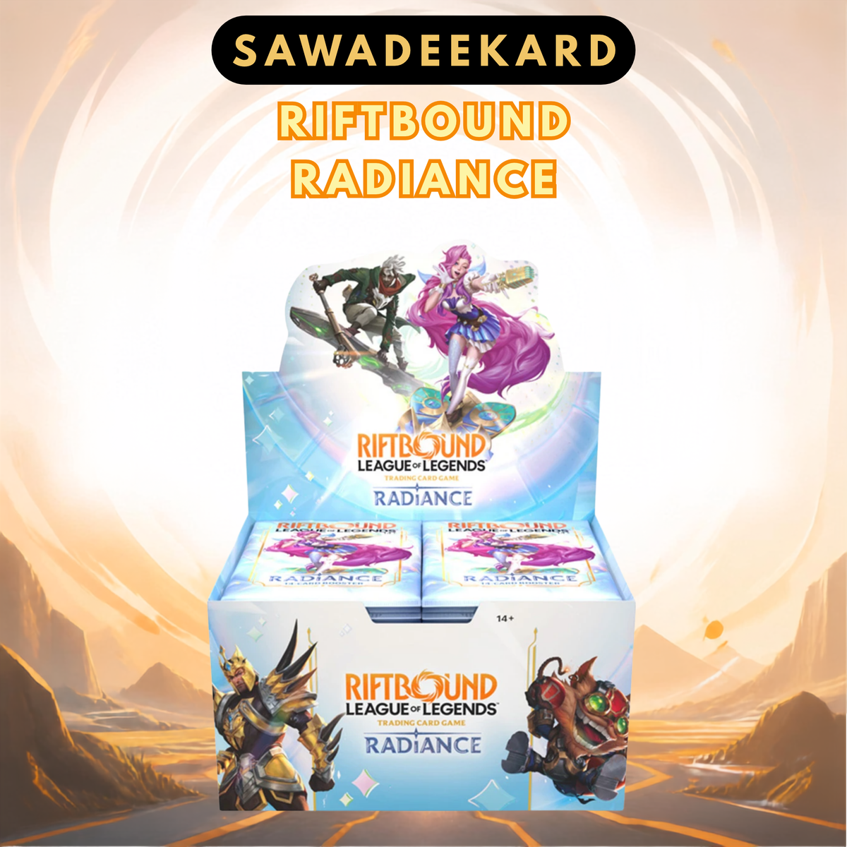 English Riftbound Radiance Set 5 booster box containing 24 League of Legends TCG booster packs
