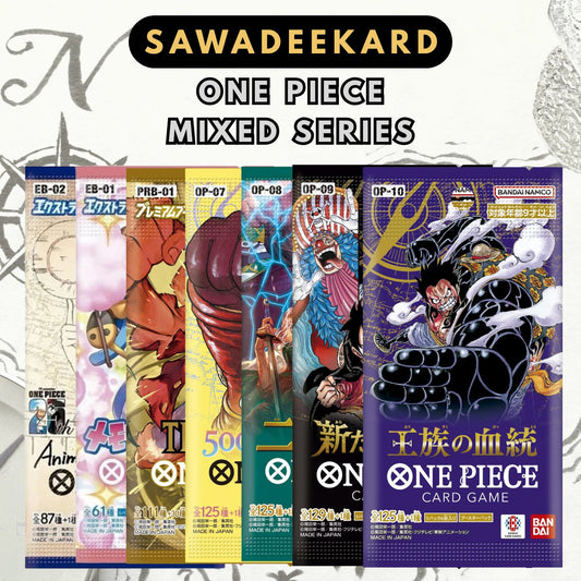 Japanese ONE PIECE Card Game OP mixed booster packs featuring EB01 EB02 PRB01 and OP07 through OP10