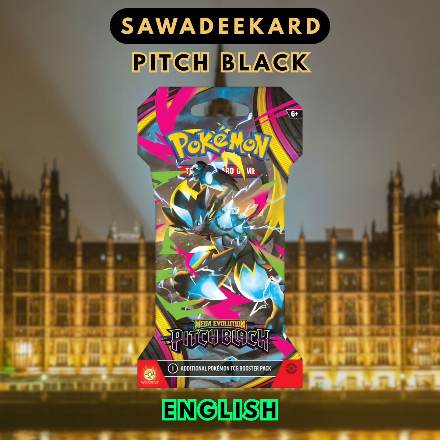 Pokemon TCG Mega Evolution Pitch Black Sleeved Booster Pack featuring Mega Darkrai ex MHR Mega Darkrai ex SIR and Morpeko ex SIR chase cards