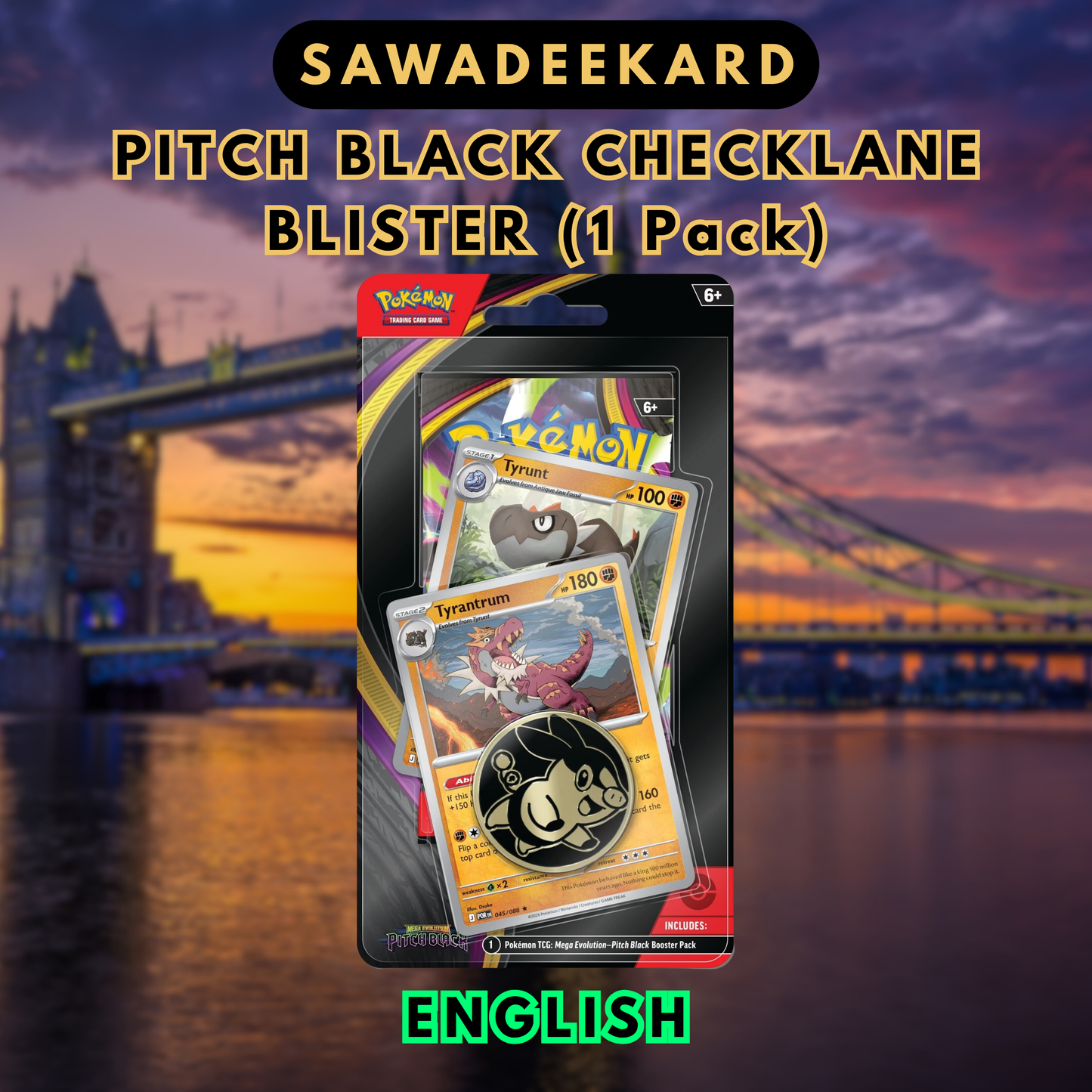 Pokémon TCG Mega Evolution Pitch Black Tyrunt Evolution Line foil promo card from the Checklane Blister