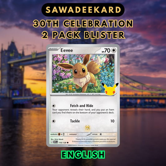 Eevee foil promo card from the Pokemon TCG 30th Celebration 2 Pack Blister