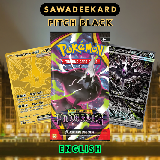 English Pokemon TCG Mega Evolution Pitch Black booster pack featuring the Darkrai-focused expansion