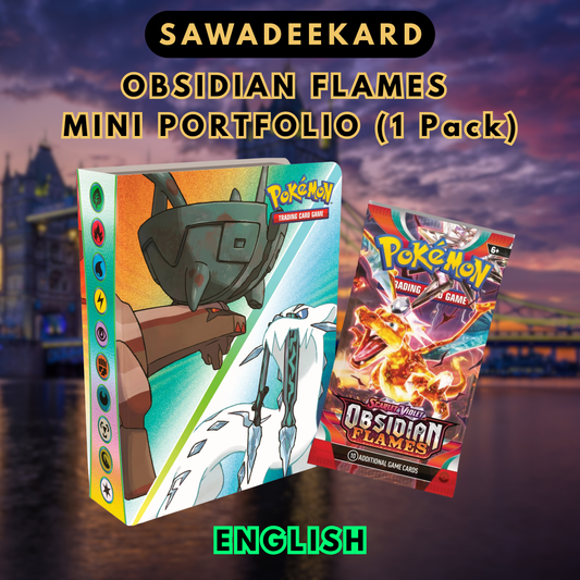 English Pokemon TCG Scarlet and Violet SV03 Obsidian Flames Mini Portfolio with 1 booster pack
