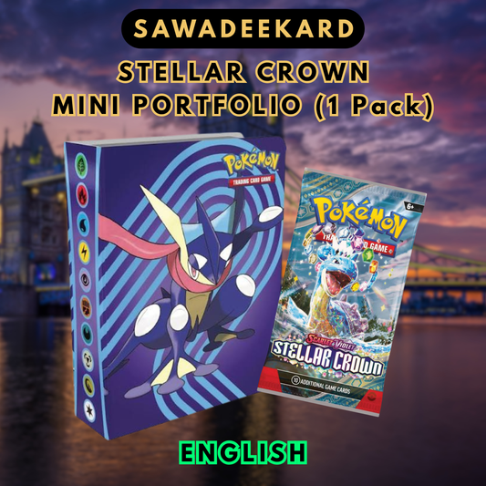 English Pokemon TCG Scarlet and Violet SV07 Stellar Crown Mini Portfolio with 1 booster pack