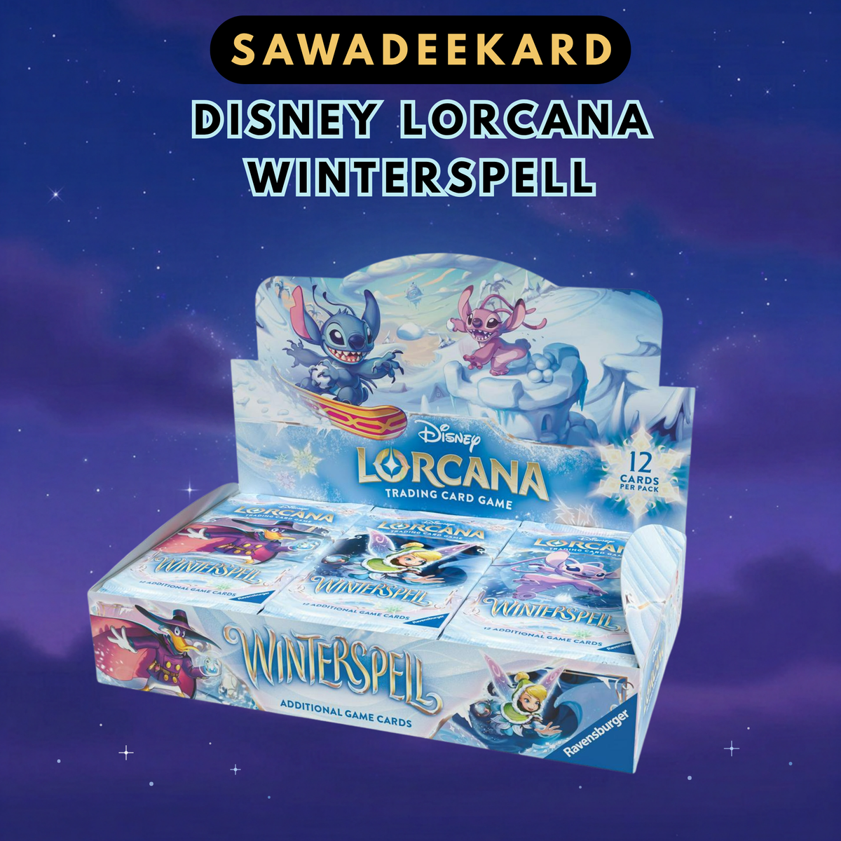 Factory sealed Disney Lorcana Winterspell Set 11 booster display containing 24 English booster packs
