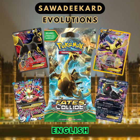Pokemon TCG XY10 Fates Collide Sleeved Booster Pack featuring Alakazam ex, Umbreon ex and Mega Alakazam ex chase cards